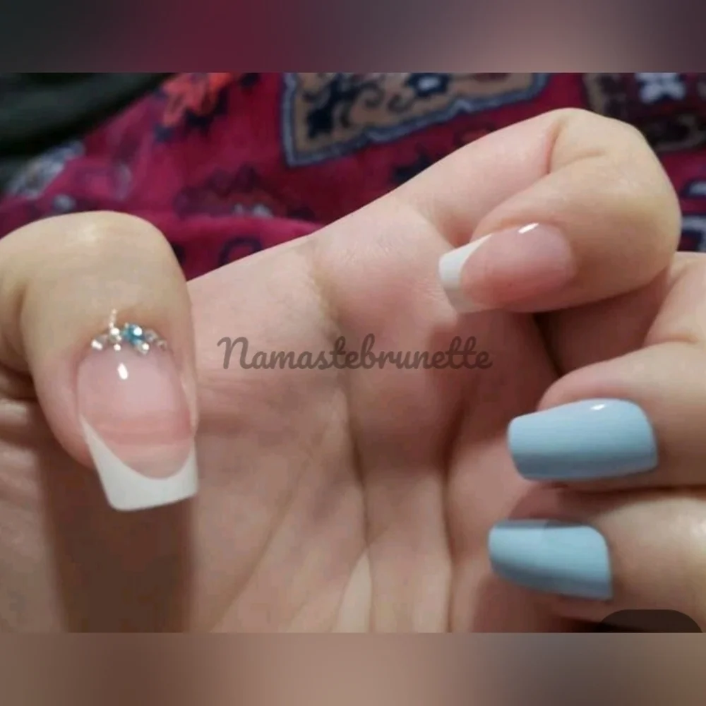 2/$16 Rhinestone Blue Long Press On Nails